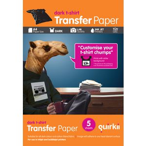 Quirkii A4 Inkjet T-Shirt Transfers Dark 5 Pack