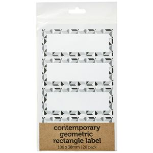 Contemporary Geometric Rectangle Label 100 x 38mm 20 Pack