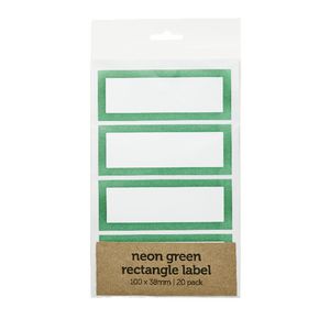 Rectangle Label 100 x 38mm 20 Pack Neon Green