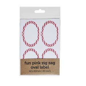 Zig Zag Oval Label 42 x 63mm 20 Pack