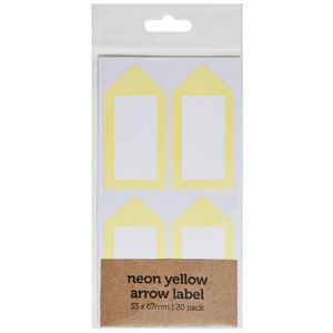 Neon Yellow Arrow Label 33 x 67mm 20 Pack