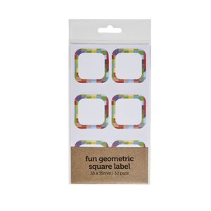 Fun Geometric Square Label 35 x 35mm 30 Pack