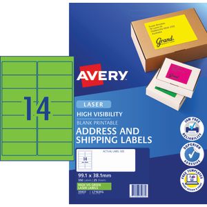 Avery Signalling Labels Fluro Green 25 Sheets 14 Per Page
