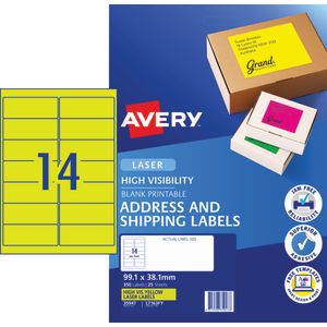 Avery Signalling Labels Fluro Yellow 25 Sheets 14 Per Page