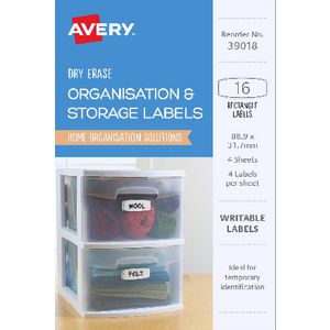 Avery Eclectic Collection Dry Erase Labels 16 Pack