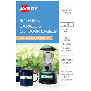 Avery Outdoor Self Laminate Rectangle Labels White 24 Pack