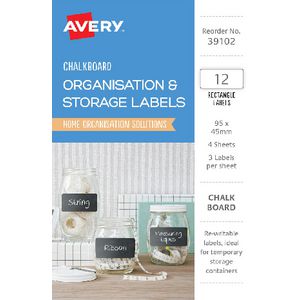 Avery Rectangle Chalkboard Labels White 12 Pack