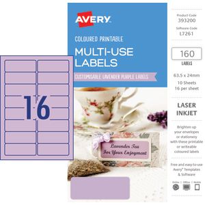 Avery Rectangle Labels 63.5 x 24mm Lavender 160 Pack