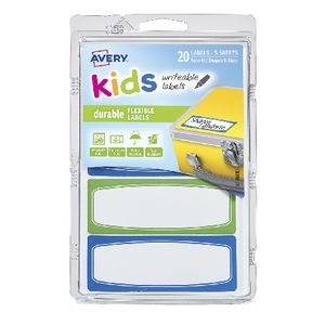 Avery Kids Writeable Labels Blue and Green 20 Pack
