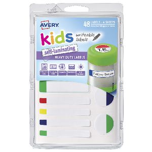Avery Self-Laminating Kids Labels Assorted Neon 48 Pack