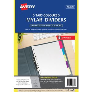 Avery A4 Rip-Proof Rewritable 5 Tab Dividers