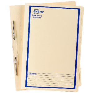 Avery Foolscap Spiral Spring File Buff with Blue Print