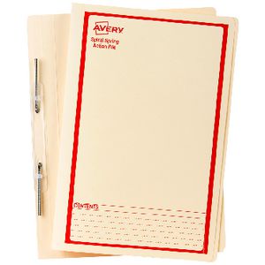 Avery Foolscap Spiral Spring File Buff with Red Print