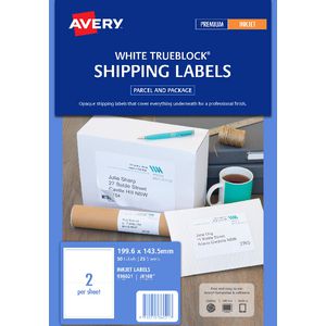 Avery Shipping Labels White 2UP 25 Sheet