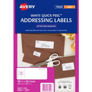 Avery Address Labels White 14 UP 50 Sheet