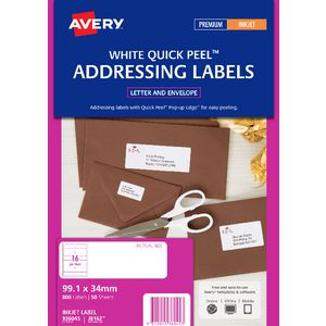 Avery Address Labels White 16 UP 50 Sheet
