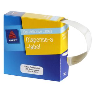 Avery Labels Dispenser Rectangle 13 x 36mm White 700 Pack