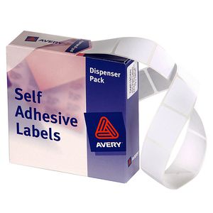 Avery Labels Dispenser Rectangle 19 x 24mm White 650 Pack