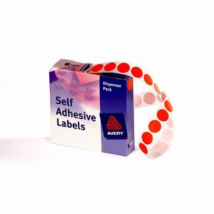 Avery Self Adhesive Round Labels Red 14mm 1050 Pack