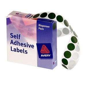Avery Self Adhesive Round Labels Green 14mm 1050 Pack