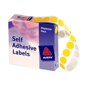 Avery Self Adhesive Round Labels Yellow 14mm 1050 Pack