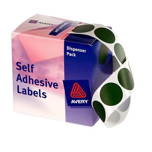 Avery Dispenser Labels Circle 24mm Green 500 Pack