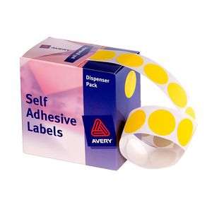 Avery Self Adhesive Round Labels Yellow 24mm 500 Pack