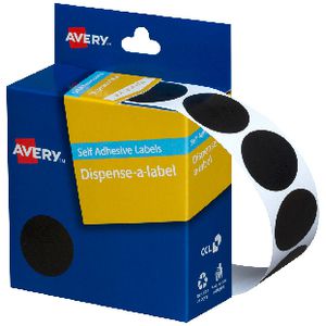 Avery Dispenser Labels Circle 24mm Black 500 Pack