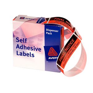 Avery Pre Printed Dispenser Labels Final Notice 125 Pack