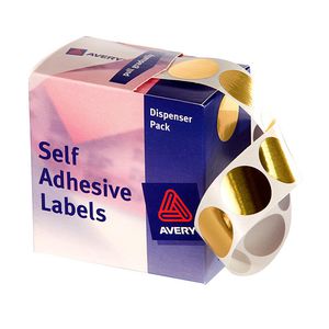 Avery Dispenser Labels Circle 24mm Gold 250 Pack