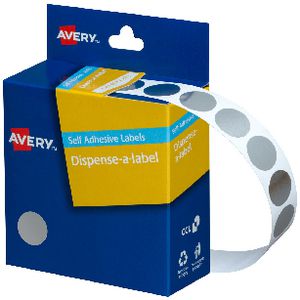 Avery Dispenser Labels 14mm Silver 500 Pack