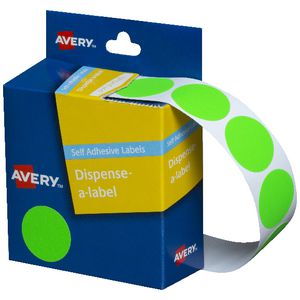 Avery Self-adhesive Round Labels Fluro Green 24mm 350 Pack