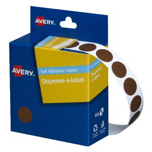 Avery Dispenser Labels Circle Brown 14mm 1050 Pack