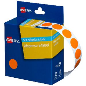 Avery Dispenser Labels Circle Orange 14mm 1050 Pack