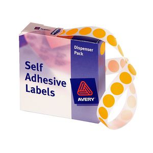 Avery Dispenser Labels Circle Orange 14mm 1050 Pack