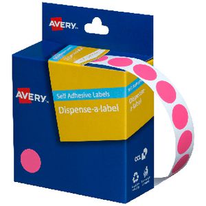 Avery Dispenser Labels Circle Pink 14mm 1050 Pack