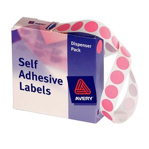 Avery Dispenser Labels Circle Pink 14mm 1050 Pack