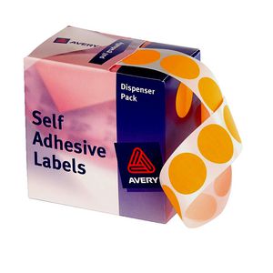 Avery Self Adhesive Round Labels Orange 24mm 500 Pack