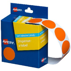 Avery self-adhesive Round Labels Orange 24mm 500 Pack