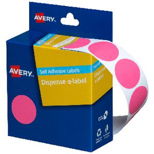 Avery Dispenser Labels Circle 24mm Pink 500 Pack