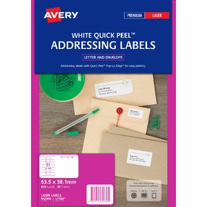 Avery Laser Address Labels White 20 Sheets 21 Per Page