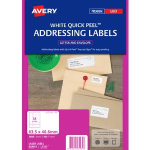 Avery Laser Address Labels White 100 Sheets 18 Per Page