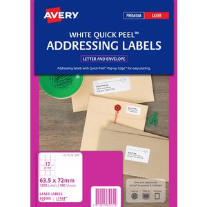 Avery Laser Address Labels White 100 Sheets 12 Per Page