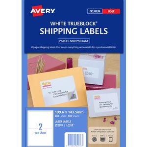 Avery Laser Shipping Labels White 100 Sheets 2 Per Page