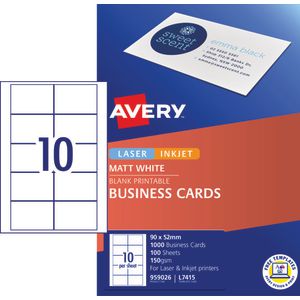 Avery Business Cards Matt White 100 Sheets 10 Per Page