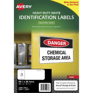 Avery Heavy Duty Laser Labels White 25 Sheets 14 Per Page