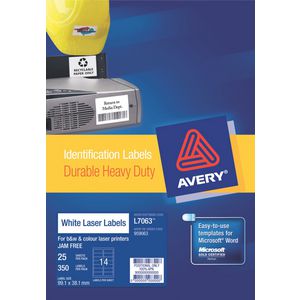 Avery Heavy Duty Laser Labels White 25 Sheets 14 Per Page
