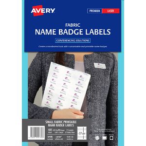 Avery Fabric Laser Name Badge Labels 15 Sheets 27 Per Page