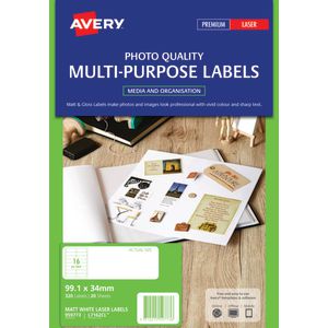 Avery Matte Colour Laser Mailing Labels 99.1 x 34mm 20 Pack