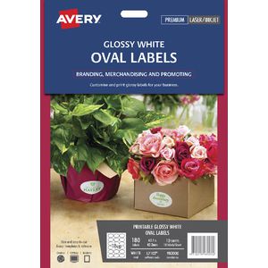 Avery Print-to-the-Edge Oval Labels Glossy White 180 Pack